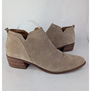 Franco Sarto Piavley Brown Tan Nubuck Bootie Low Block Heel 10.5M